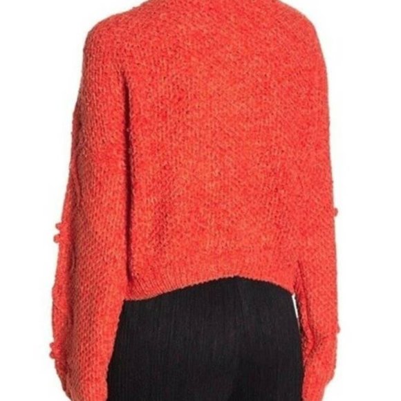 LUSHWomen's Orange PomPom Crewneck Pullover Sweater NWOT - Picture 2 of 5